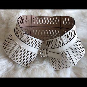 BCBG MaxAzria White Leather Corset Belt